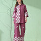 Myshka Women's Floral Embroidered Pink Tunic with Trouser - Swadesiicart