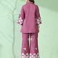 Myshka Women's Floral Embroidered Pink Tunic with Trouser - Swadesiicart