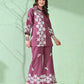 Myshka Women's Floral Embroidered Pink Tunic with Trouser - Swadesiicart