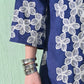 Myshka Women's Floral Embroidered Navy Tunic with Trouser - Swadesiicart