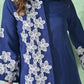 Myshka Women's Floral Embroidered Navy Tunic with Trouser - Swadesiicart