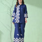 Myshka Women's Floral Embroidered Navy Tunic with Trouser - Swadesiicart