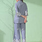 Myshka Women's Floral Embroidered SkyBlue Tunic with Trouser - Swadesiicart