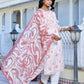 Vaasva Women's Cream Chocolate Linen Digital Printed Suit Set | Swadesiicart