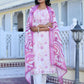 Vaasva Women's Cream Purple Linen Digital Printed Suit Set | Swadesiicart