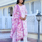 Vaasva Women's Cream Purple Linen Digital Printed Suit Set | Swadesiicart