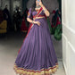 Lorenvalley Mauve Pure Rayon Embossed Design With Sequins Lace Border Lehenga Choli with Dupatta | Swadesiicart