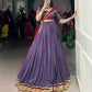 Lorenvalley Mauve Pure Rayon Embossed Design With Sequins Lace Border Lehenga Choli with Dupatta | Swadesiicart