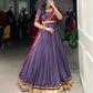Lorenvalley Mauve Pure Rayon Embossed Design With Sequins Lace Border Lehenga Choli with Dupatta | Swadesiicart