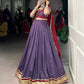 Lorenvalley Mauve Pure Rayon Embossed Design With Sequins Lace Border Lehenga Choli with Dupatta | Swadesiicart