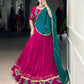 Lorenvalley Fashion Pink Pure Rayon Gamthi Work With Embossed Design And Lace Touch Up Lehenga Choli with Dupatta | Swadesiicart