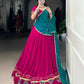 Lorenvalley Fashion Pink Pure Rayon Gamthi Work With Embossed Design And Lace Touch Up Lehenga Choli with Dupatta | Swadesiicart