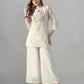 Myshka Women Off White Multicolor Thread Embroidered Co-Ord Set - Swadesiicart