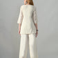 Myshka Women Off White Multicolor Thread Embroidered Co-Ord Set - Swadesiicart