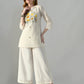 Myshka Women Off White Multicolor Thread Embroidered Co-Ord Set - Swadesiicart