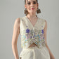 Myshka Women Off White Multicolor Thread Embroidered Co-Ord Set - Swadesiicart