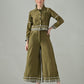 Myshka Women Olive Green Embroidered Co-Ord Set - Swadesiicart