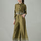 Myshka Women Olive Green Embroidered Co-Ord Set - Swadesiicart