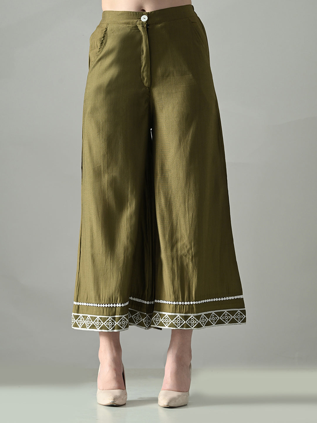 Myshka Women Olive Green Embroidered Co-Ord Set - Swadesiicart