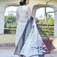 Vaasva Women's Grey Monotone Organza Digital Printed Suit Set | Swadesiicart