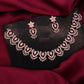 Tehzeeb Creations Baby Pink Colour Sparkle Stone Studded Necklace With Earrings - Swadesiicart