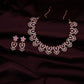 Tehzeeb Creations Lavender Colour Sparkle Stone Studded Necklace With Earrings - Swadesiicart