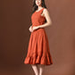 Myshka Women Rust Pure Cotton Sleeveless Schiffli Top and Flared Skirt - Swadesiicart