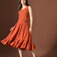 Myshka Women Rust Pure Cotton Sleeveless Schiffli Top and Flared Skirt - Swadesiicart
