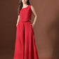 Myshka Women Red Pure Cotton Sleeveless Schiffli Top with Flared Trouser - Swadesiicart