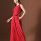 Myshka Women Red Pure Cotton Sleeveless Schiffli Top with Flared Trouser - Swadesiicart