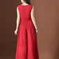 Myshka Women Red Pure Cotton Sleeveless Schiffli Top with Flared Trouser - Swadesiicart