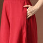 Myshka Women Red Pure Cotton Sleeveless Schiffli Top with Flared Trouser - Swadesiicart