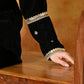 Myshka Women Black Velvet Shirt Embroidered Full Sleeves with Flared Trouser - Swadesiicart