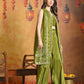 Myshka Women Green Viscose Strap Crop Top Sleeveless Jacket with Flared Trouser - Swadesiicart