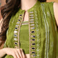 Myshka Women Green Viscose Strap Crop Top Sleeveless Jacket with Flared Trouser - Swadesiicart