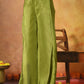 Myshka Women Green Viscose Strap Crop Top Sleeveless Jacket with Flared Trouser - Swadesiicart