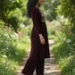 Myshka Women Wine Velvet Embroidered Full Sleeve Kurta With Trouser - Swadesiicart