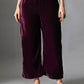 Myshka Women Wine Velvet Embroidered Full Sleeve Kurta With Trouser - Swadesiicart