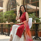 Myshka Women Red Sleeveless Kurta, White Palazzo with Printed Organza Dupatta - Swadesiicart