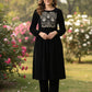 Myshka Women Black Velvet Embroidered Full Sleeve Kurta With Trouser - Swadesiicart