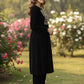 Myshka Women Black Velvet Embroidered Full Sleeve Kurta With Trouser - Swadesiicart