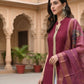 Myshka Women Wine Sleeveless Kurta, White Palazzo with Printed Organza Dupatta - Swadesiicart