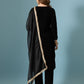 Myshka Women Black Velvet Embroidered Full Sleeve Kurta Set with Organza Dupatta - Swadesiicart