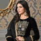 Myshka Women Black Velvet Embroidered Full Sleeve Kurta Set with Organza Dupatta - Swadesiicart