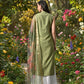 Myshka Women Green Sleeveless Kurta, White Palazzo with Printed Organza Dupatta - Swadesiicart