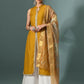 Myshka Women Yellow Sleeveless Kurta, White Palazzo with Printed Organza Dupatta - Swadesiicart