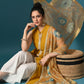 Myshka Women Yellow Sleeveless Kurta, White Palazzo with Printed Organza Dupatta - Swadesiicart