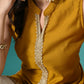 Myshka Women Yellow Sleeveless Kurta, White Palazzo with Printed Organza Dupatta - Swadesiicart