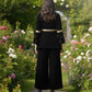 Myshka Women Black Velvet Peplum Top with Belt & Trouser Co-ord Set - Swadesiicart
