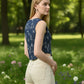 Myshka Women Blue Cotton Embroidered Sleeveless Top - Swadesiicart